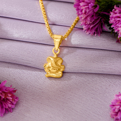 Vakratunda Ganesha Yellow Gold Religious Unisex Pendant