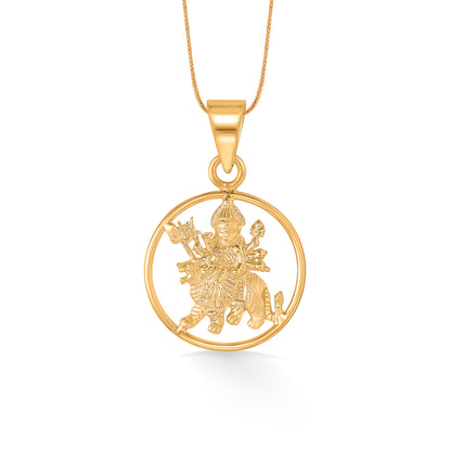 Divine Durga Mata Yellow Gold Religious Unisex Pendant