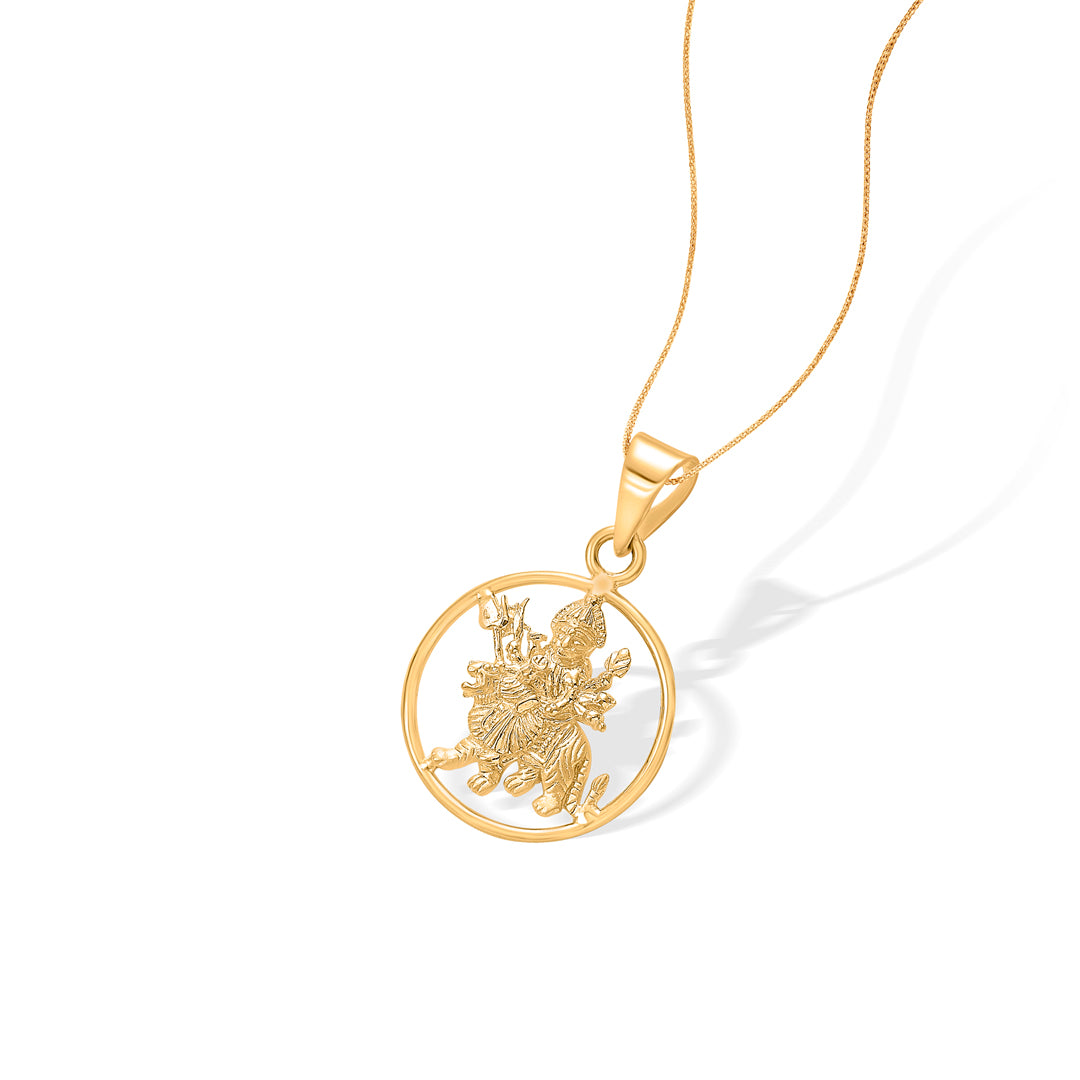 divine durga mata yellow gold religious unisex pendant