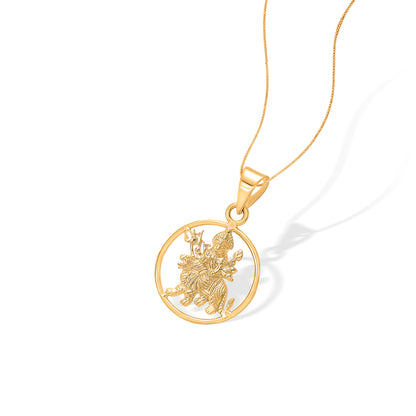 Divine Durga Mata Yellow Gold Religious Unisex Pendant