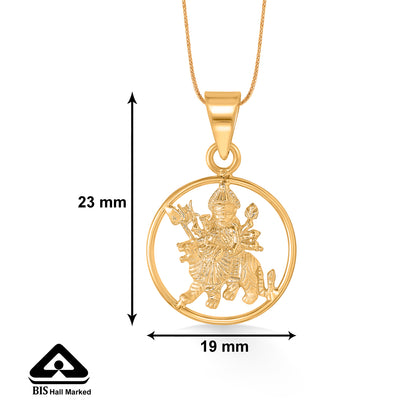 Divine Durga Mata Yellow Gold Religious Unisex Pendant