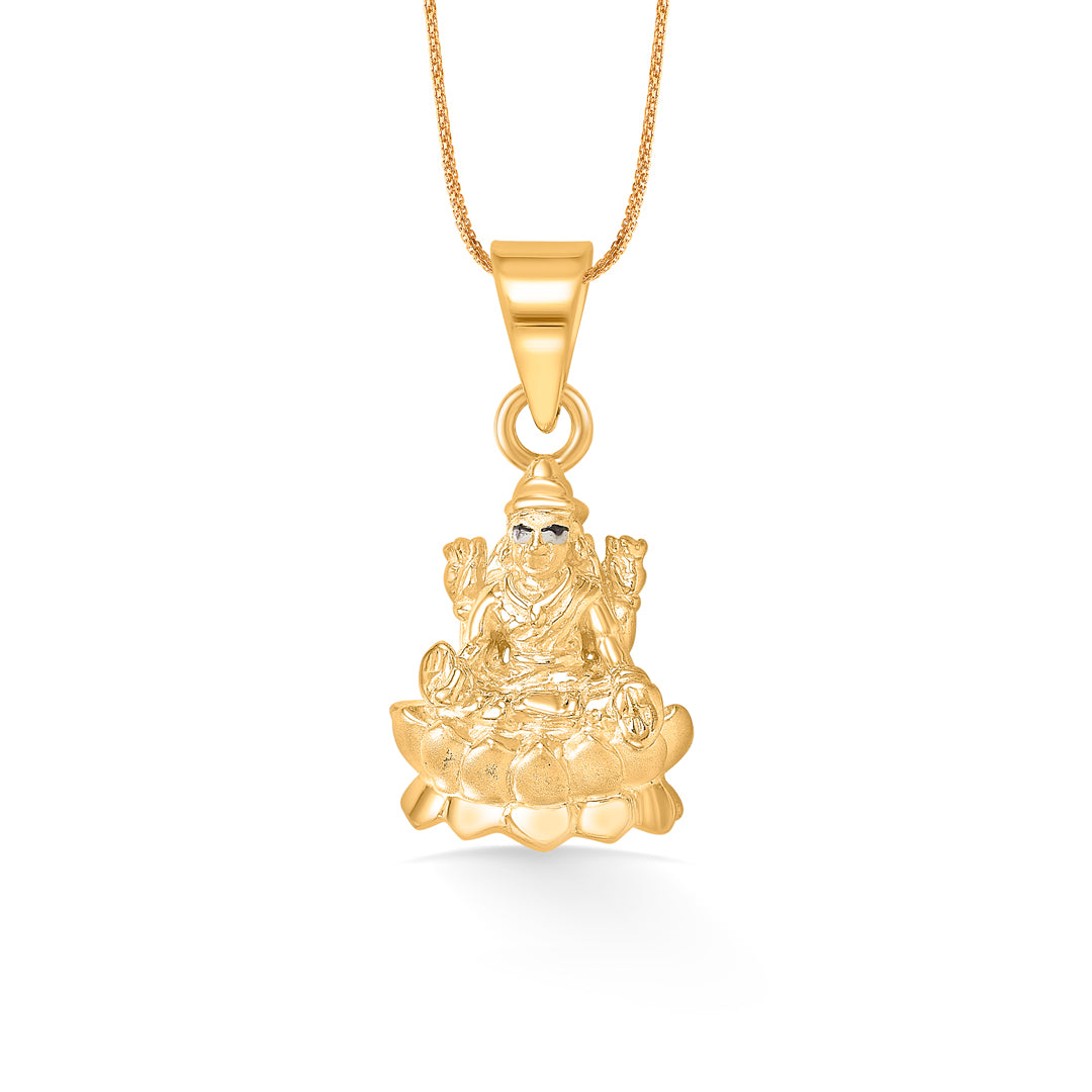 laxmi yellow gold religious unisex pendant