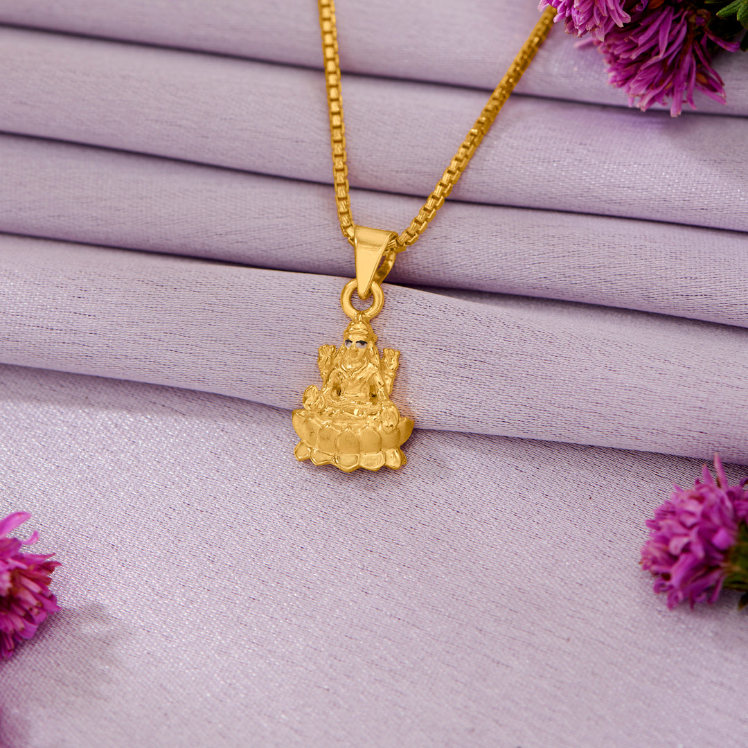 laxmi yellow gold religious unisex pendant
