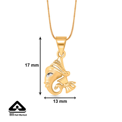 Ekdantay Ganesha Yellow Gold Religious Unisex Pendant