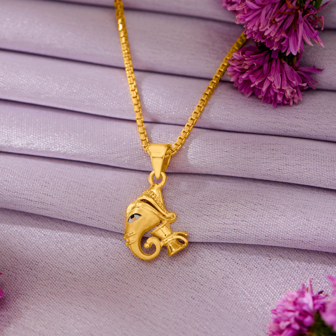 ekdantay ganesha yellow gold religious unisex pendant