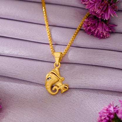 Ekdantay Ganesha Yellow Gold Religious Unisex Pendant