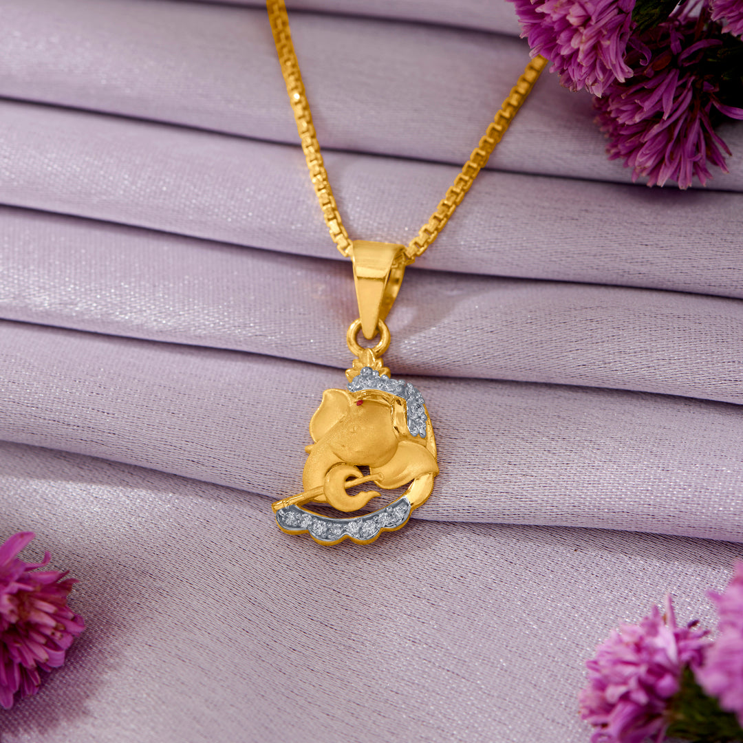 mangalmurta ganesha yellow gold religious unisex pendant
