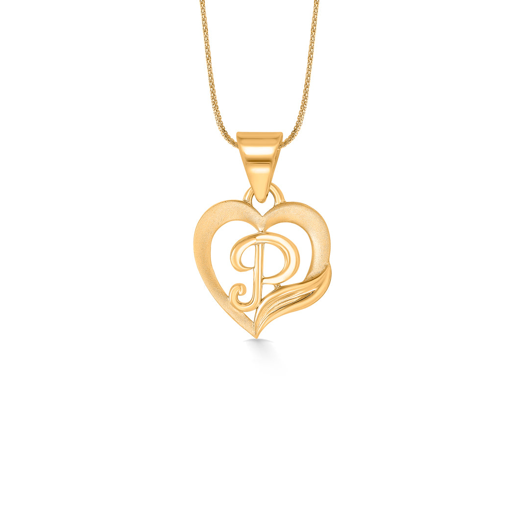 p letter yellow gold alphabet unisex pendant