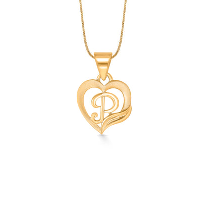 P Letter Yellow Gold Alphabet Unisex Pendant
