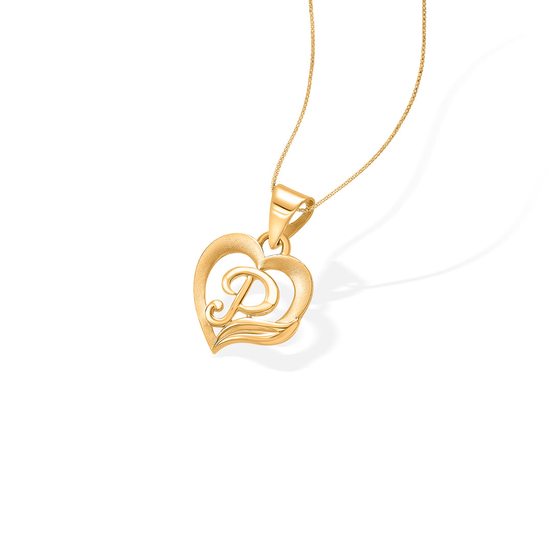 p letter yellow gold alphabet unisex pendant