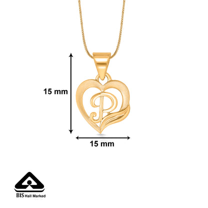 P Letter Yellow Gold Alphabet Unisex Pendant