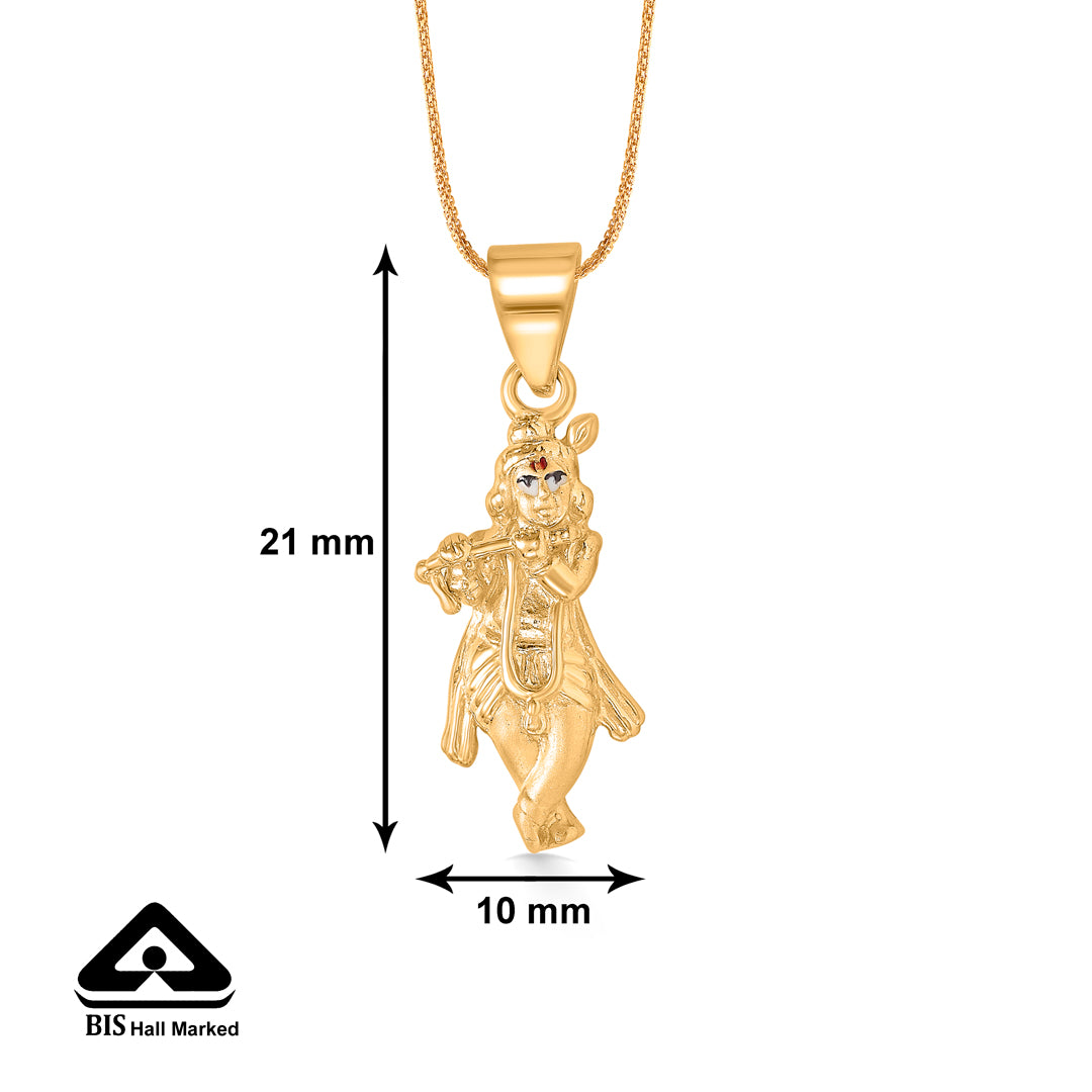krishna yellow gold religious unisex pendant