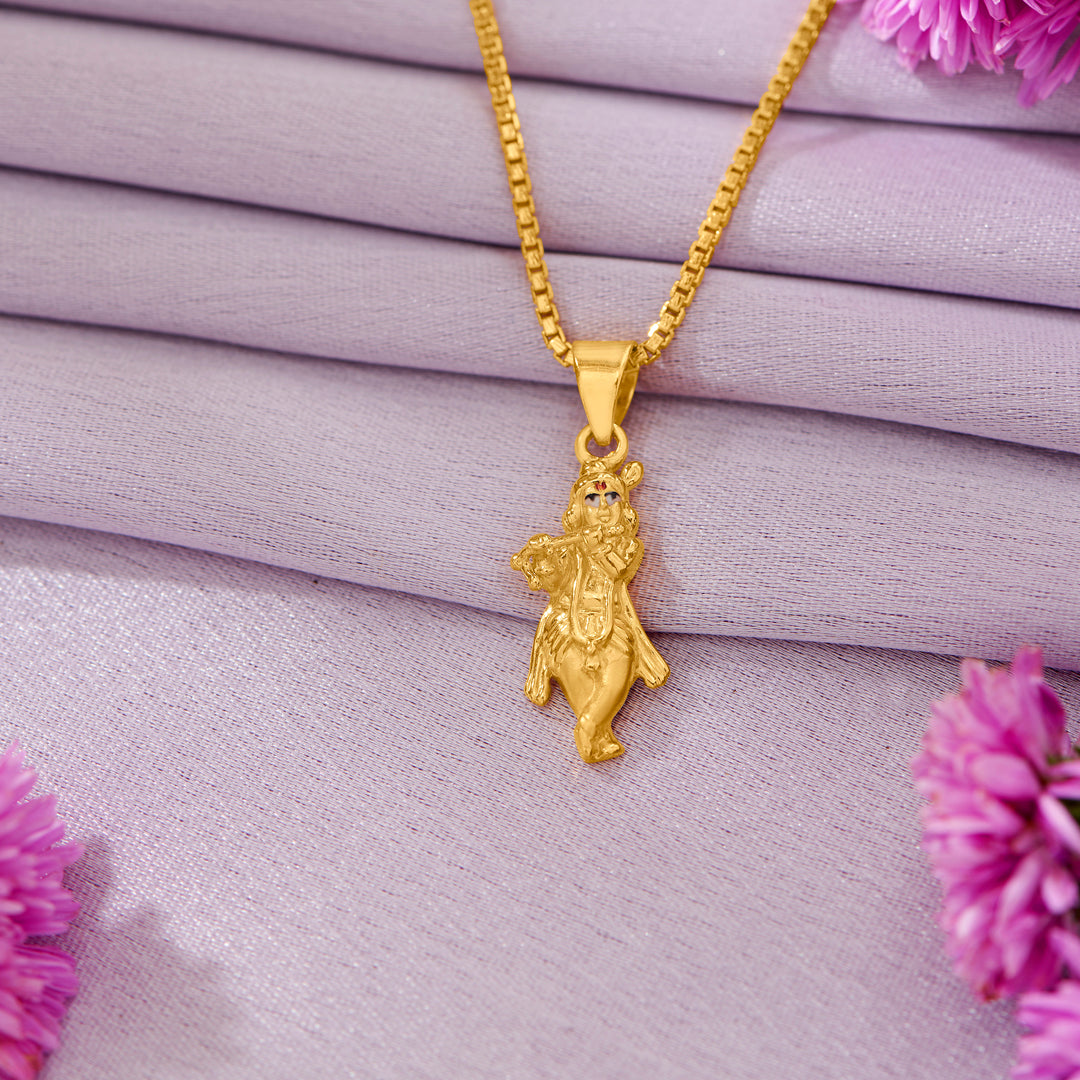 krishna yellow gold religious unisex pendant