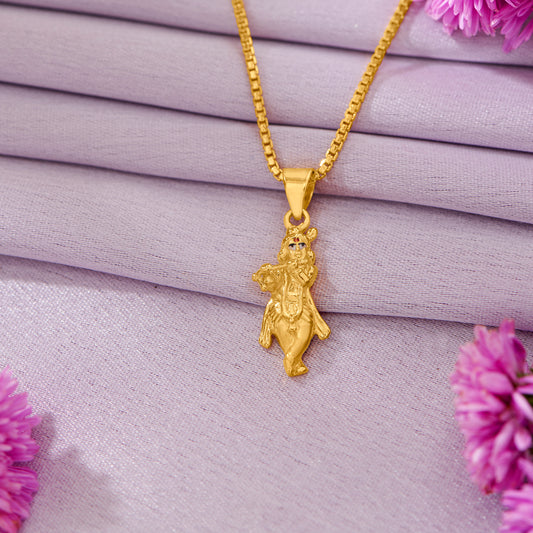 Krishna Yellow Gold Religious Unisex Pendant