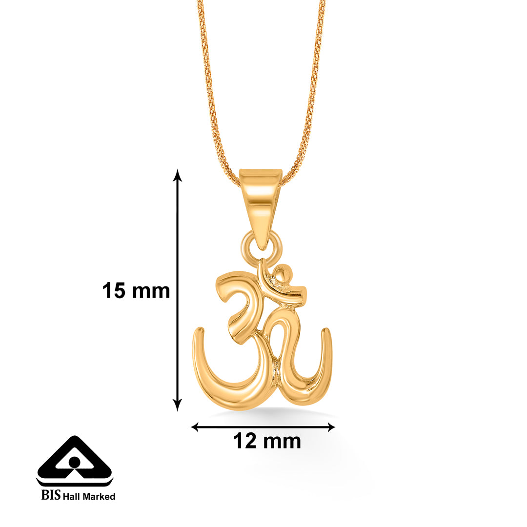 eternal om yellow gold religious unisex pendant
