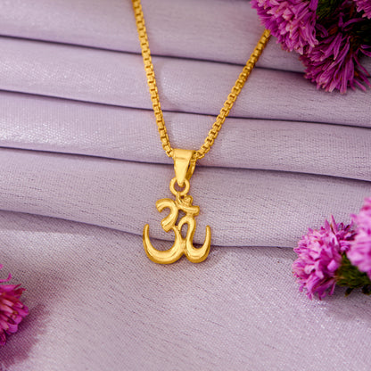 Eternal Om Yellow Gold Religious Unisex Pendant
