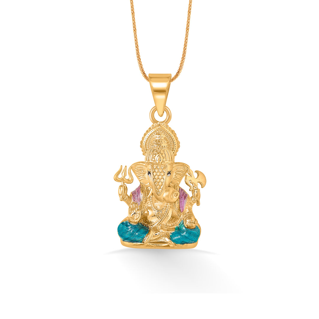 Auspicious Ganesha Yellow Gold Religious Unisex Pendant