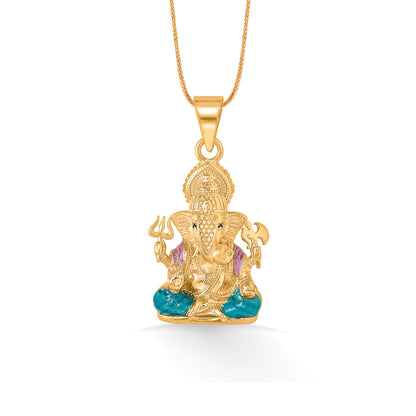 Auspicious Ganesha Yellow Gold Religious Unisex Pendant