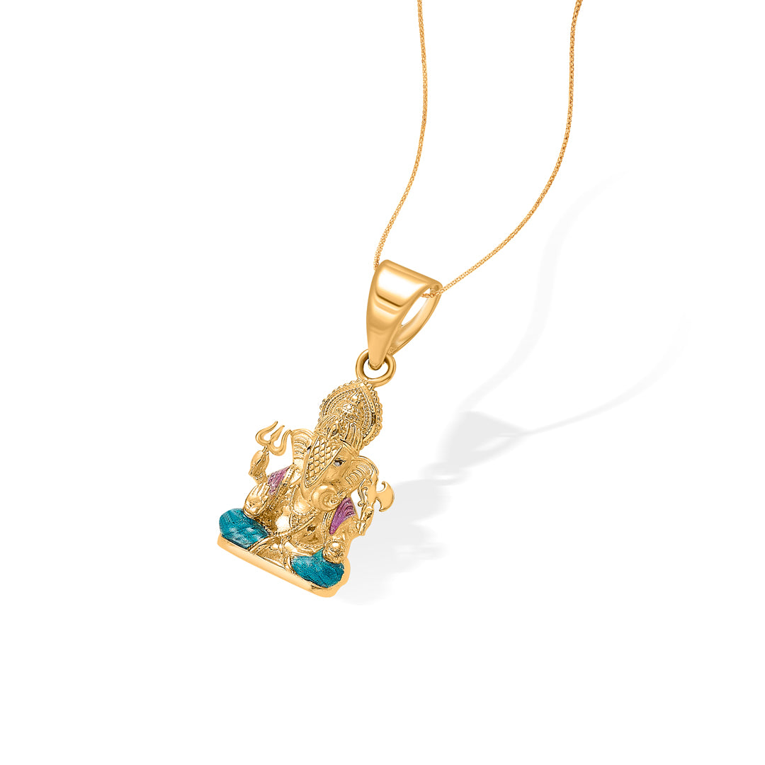 auspicious ganesha yellow gold religious unisex pendant