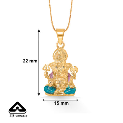 Auspicious Ganesha Yellow Gold Religious Unisex Pendant