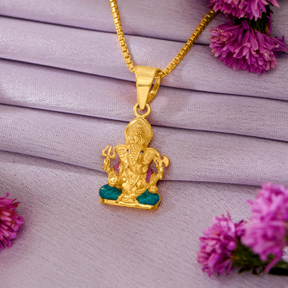 Auspicious Ganesha Yellow Gold Religious Unisex Pendant