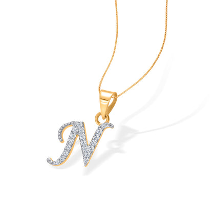 N Locket Luxe Gold Alphabet Pendant