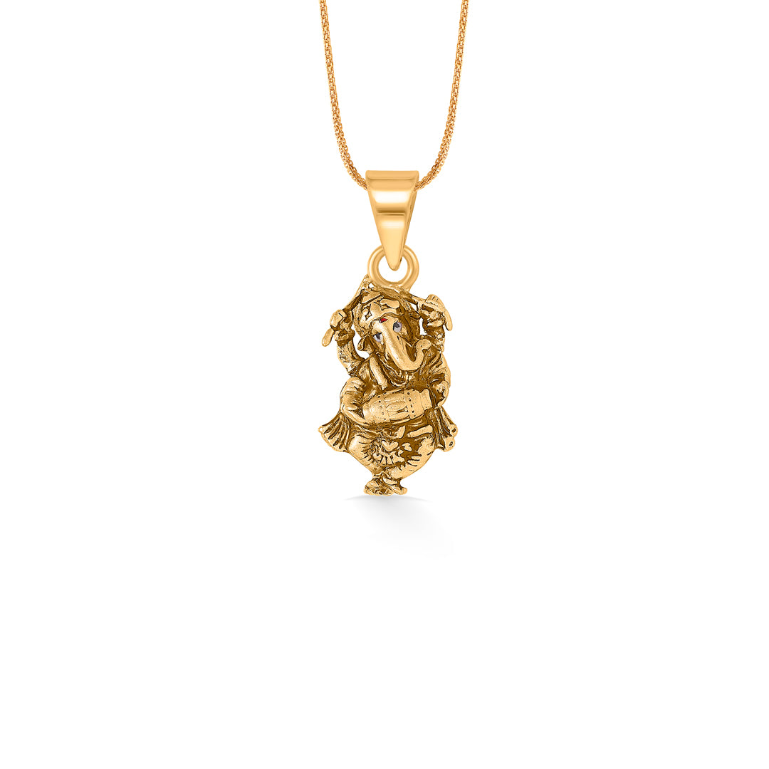Ganesha Aura Yellow Gold Religious Unisex Pendant