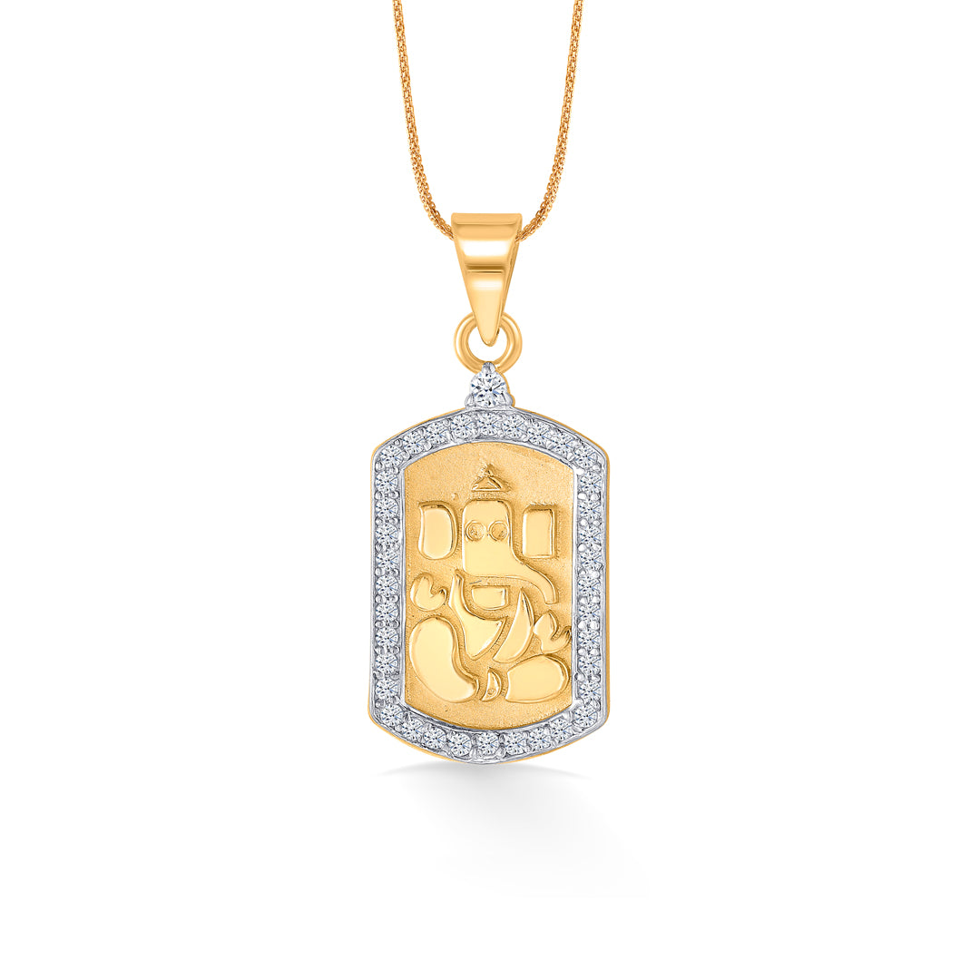Chintamani Ganesha Yellow Gold Religious Unisex Pendant