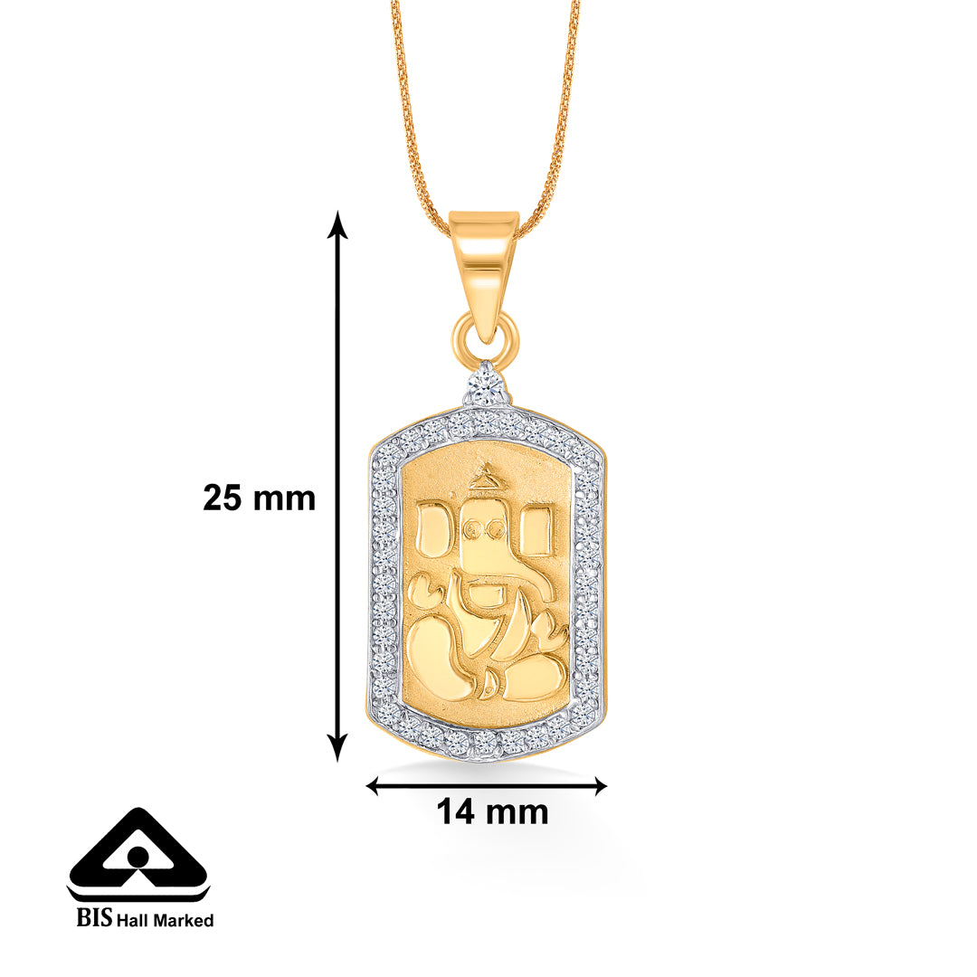 chintamani ganesha yellow gold religious unisex pendant
