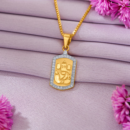 Chintamani Ganesha Yellow Gold Religious Unisex Pendant