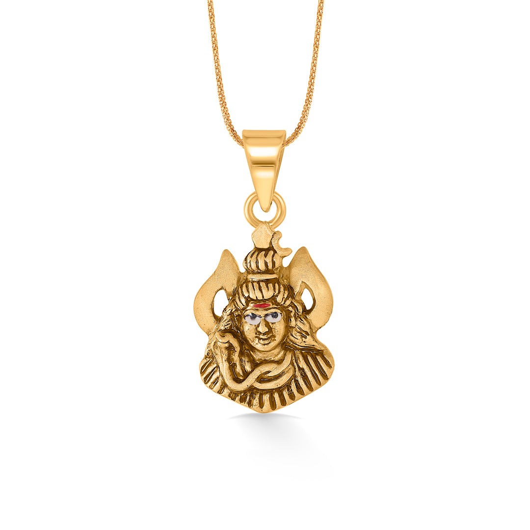 shiva yellow gold religious unisex pendant