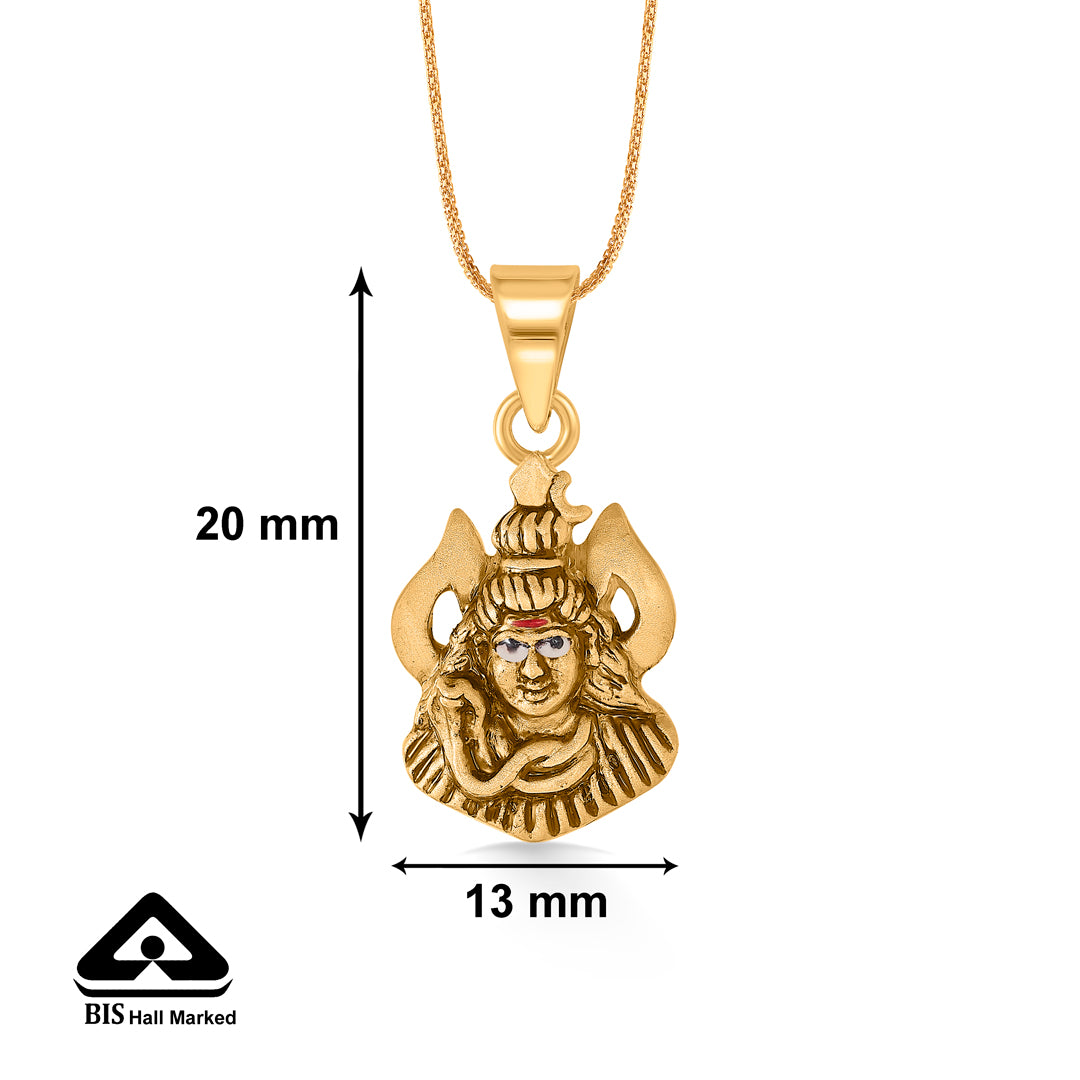 shiva yellow gold religious unisex pendant