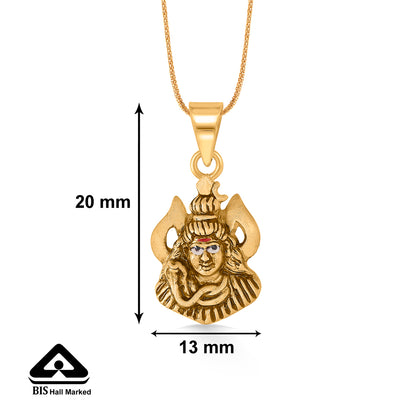 Shiva Yellow Gold Religious Unisex Pendant