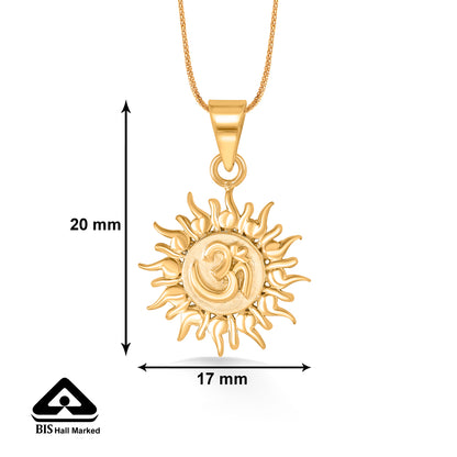 Solar Divinity Om Yellow Gold Religious Unisex Pendant