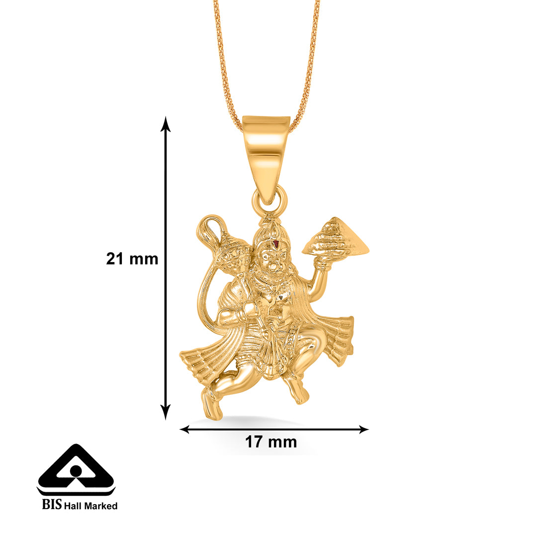 hanuman yellow gold religious unisex pendant