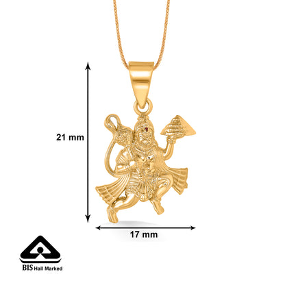 Hanuman Yellow Gold Religious Unisex Pendant