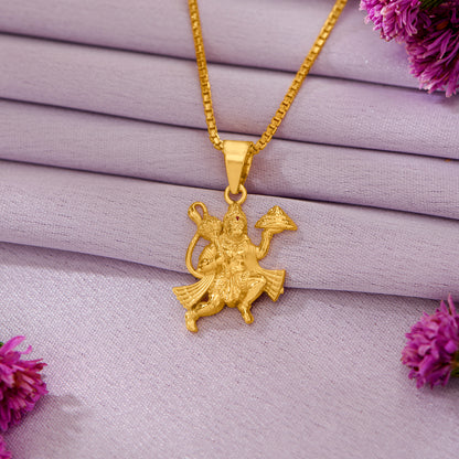 Hanuman Yellow Gold Religious Unisex Pendant