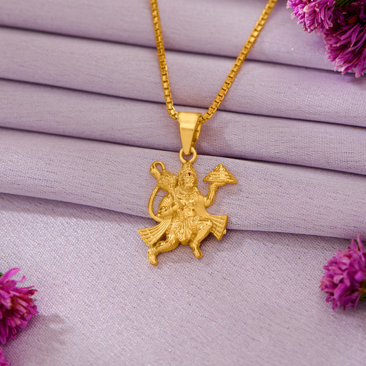 Hanuman Yellow Gold Religious Unisex Pendant