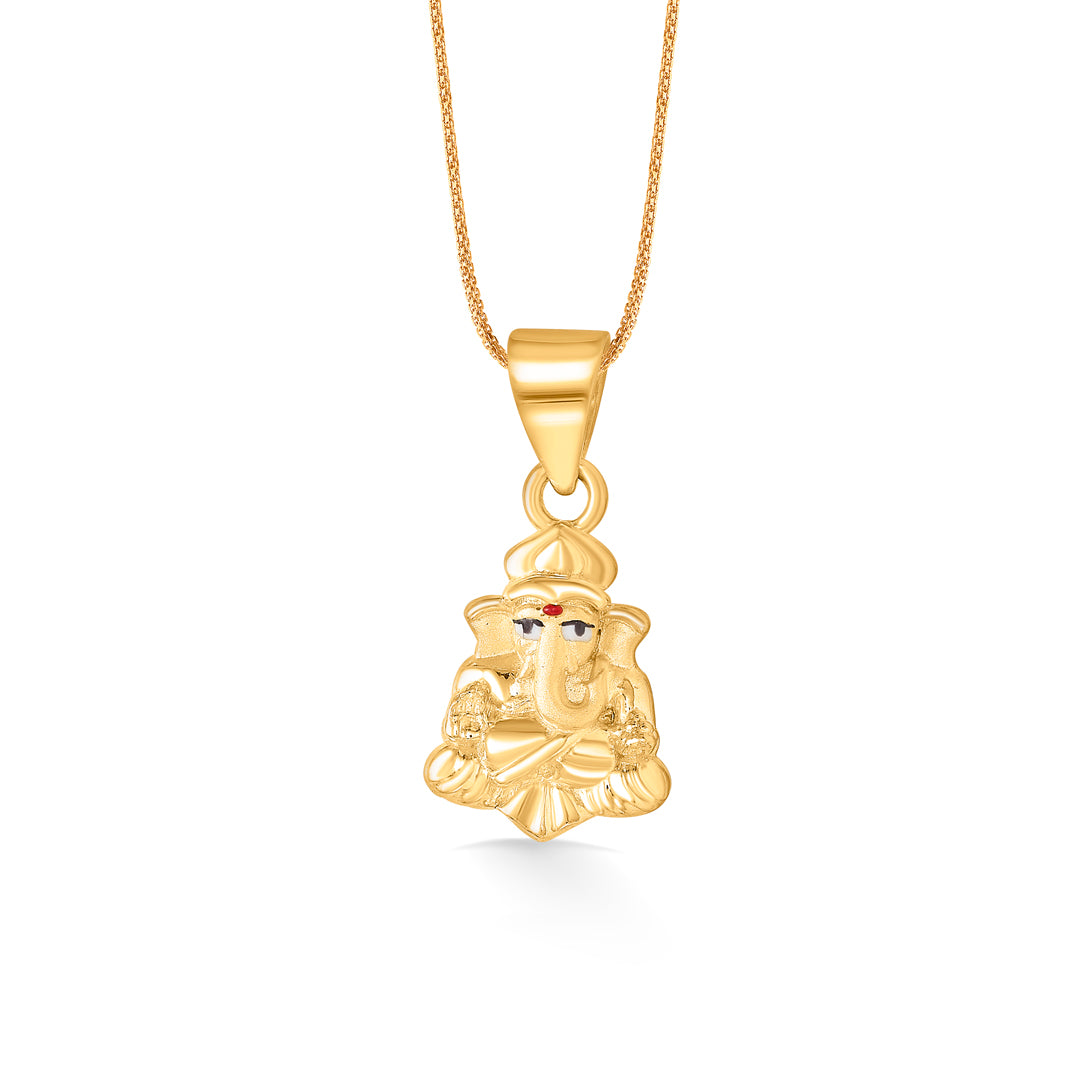 Divine Ganapati Yellow Gold Religious Unisex Pendant