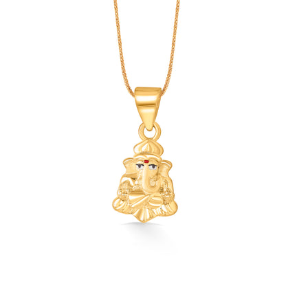 Divine Ganapati Yellow Gold Religious Unisex Pendant