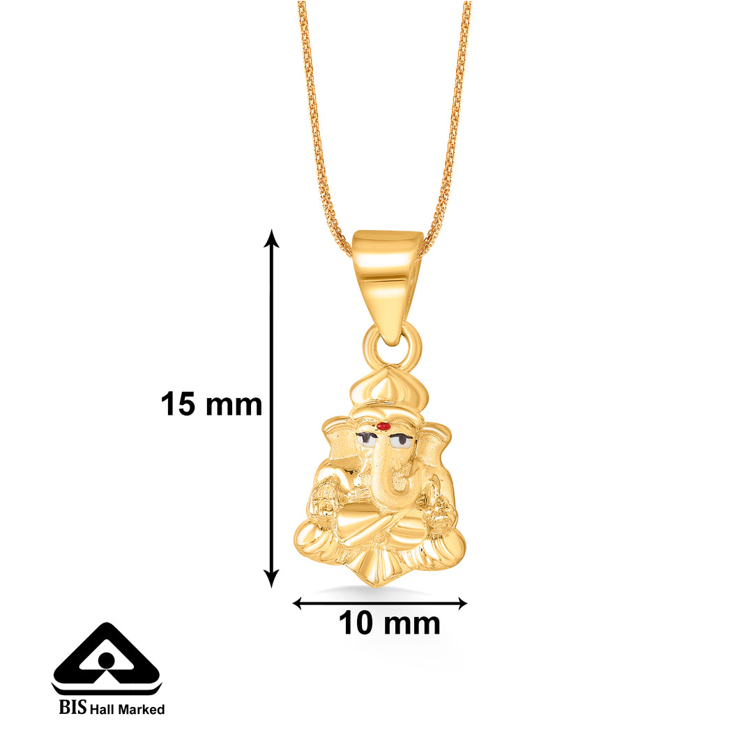 divine ganapati yellow gold religious unisex pendant