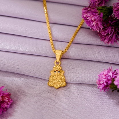 Divine Ganapati Yellow Gold Religious Unisex Pendant