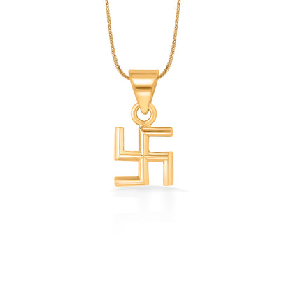Devine Swastik Yellow Gold Religious Unisex Pendant
