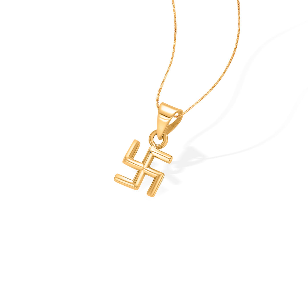 devine swastik yellow gold religious unisex pendant