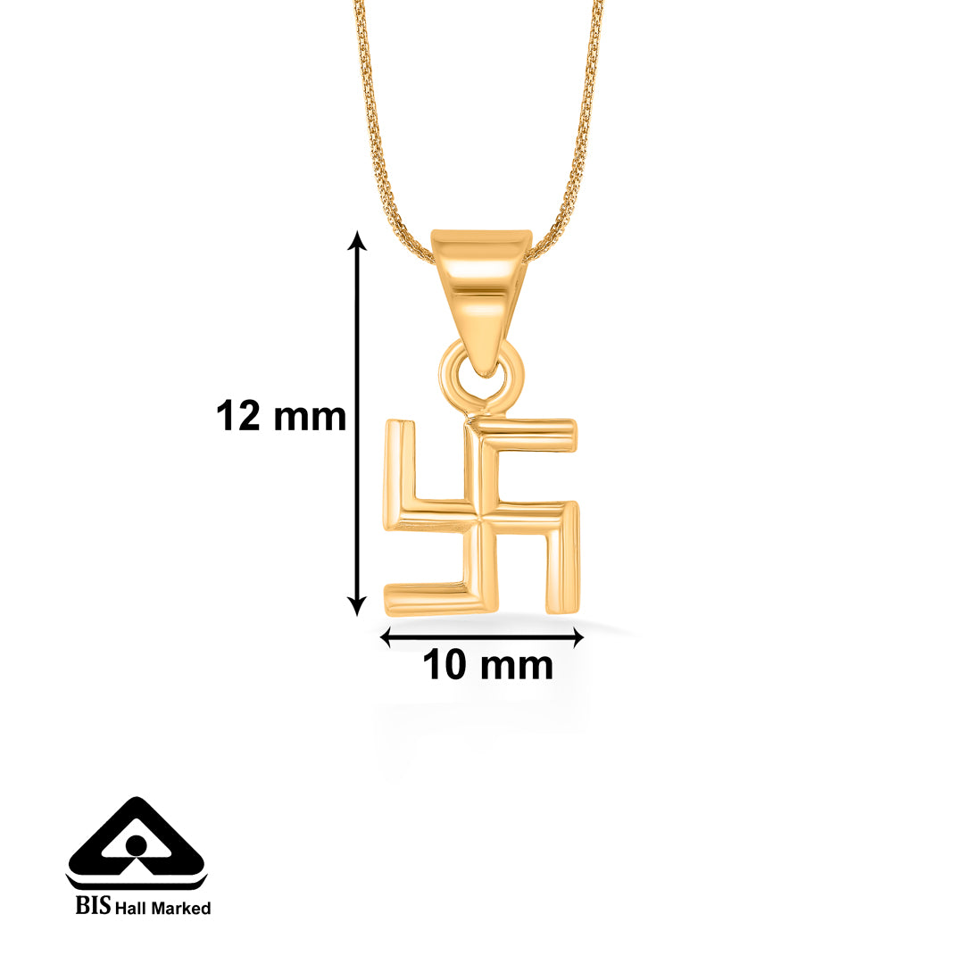 devine swastik yellow gold religious unisex pendant