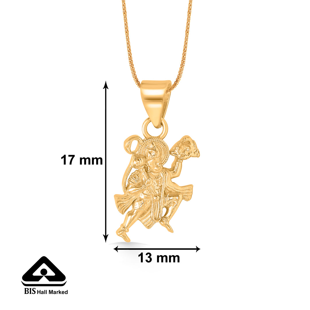 bajarangbali yellow gold religious unisex pendant