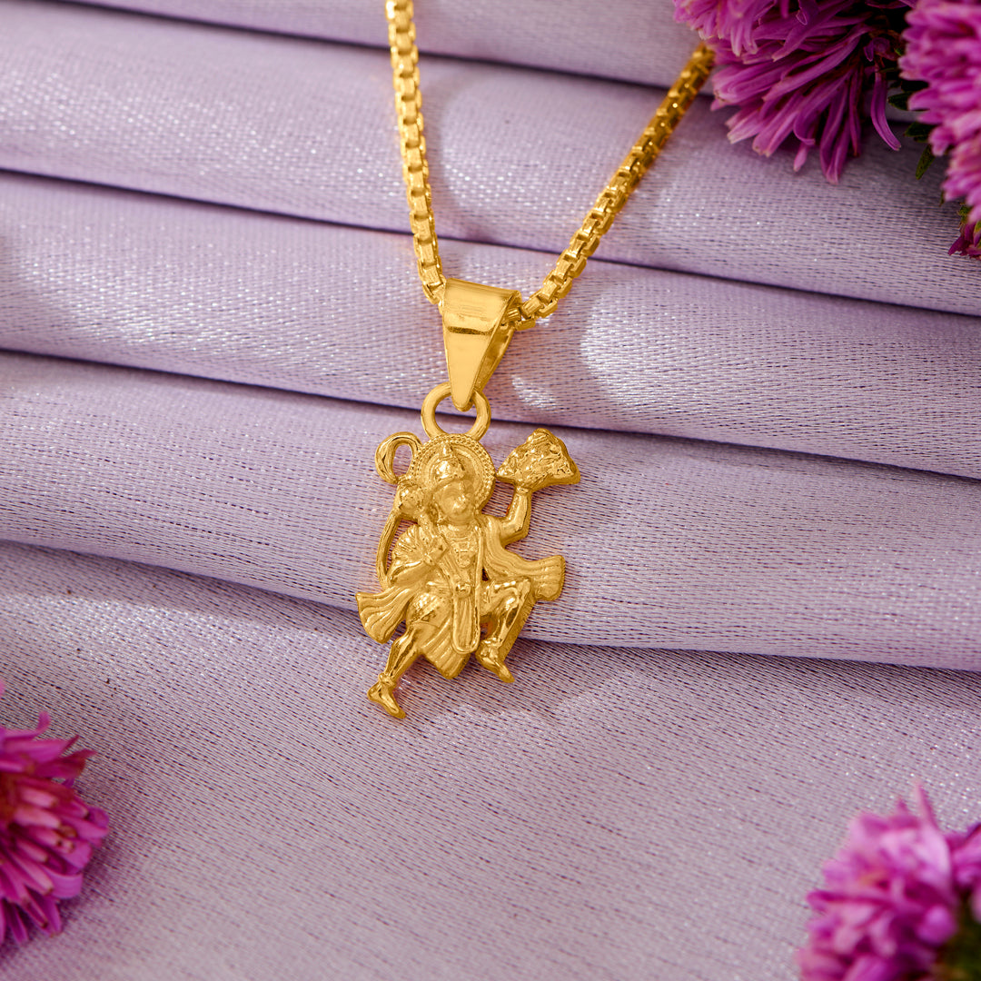 Bajarangbali Yellow Gold Religious Unisex Pendant