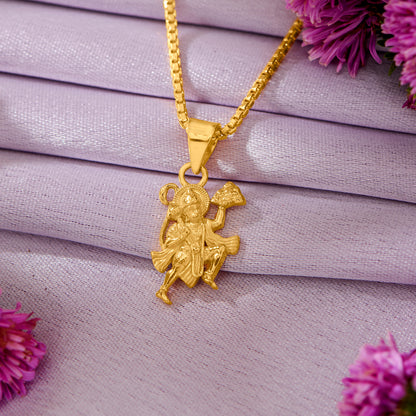 Bajarangbali Yellow Gold Religious Unisex Pendant