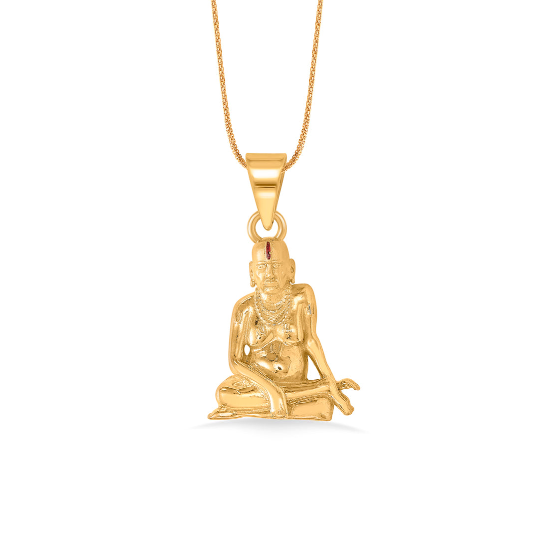 shree swamisamartha yellow gold religious unisex pendant