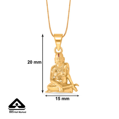 Shree Swamisamartha Yellow Gold Religious Unisex Pendant